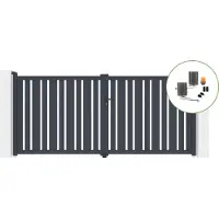 Casanoov Elektrisches Flügeltor Veymont 350x160cm Aluminium Grau & Bunker B500 Motorisierung
