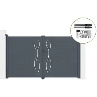 Casanoov Flügeltor Elektrisch Life 300x180cm Aluminium Grau & Drehtorantrieb Hicker B200