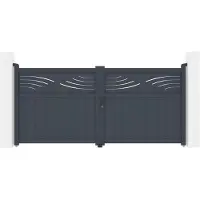 Casanoov Doppelflügeltor Aus Aluminium Halti 300x140cm Grau