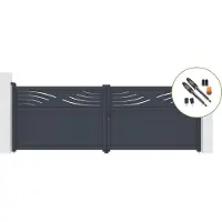 Casanoov Flügeltor Elektrisch Halti 400x140cm Aluminium Grau & Drehtorantrieb Tanker B700