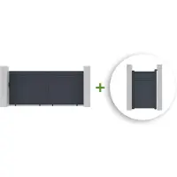 Casanoov Schiebetor Carpatia 350x160cm & Gartentür 100x160cm Aluminium Grau