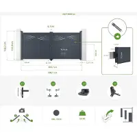 Casanoov Flügeltor Elektrisch Halti 300x140cm Aluminium Grau & Drehtorantrieb Bunker B500