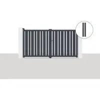 Casanoov Flügeltor Veymont 300x160cm Aluminium Grau & 2 Eifel Pfosten H.190cm