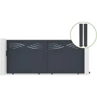 Casanoov Schiebetor Halti 370x160cm Aluminium & 2 Eifel Pfosten 20x20cm H.190cm Grau
