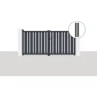 Casanoov Flügeltor 3X1 4M Veymont & 2 Eifel Pfosten H 166Cm Grau
