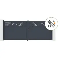 Casanoov Flügeltor Elektrisch Halti 400x160cm Aluminium Grau & Drehtorantrieb Tanker B700