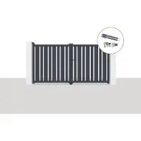 Casanoov Elektrisches Flügeltor Veymont 300x160cm Aluminium Grau & Motorisierung Ranger B150