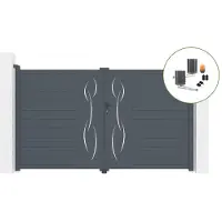 Casanoov Flügeltor Elektrisch Life 300x180cm Aluminium Grau & Drehtorantrieb Bunker B500