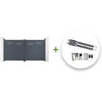 Casanoov Flügeltor Elektrisch Halti 300x160cm Aluminium Grau & Drehtorantrieb Ranger B150