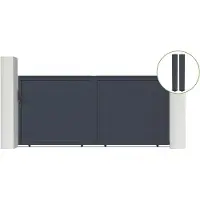 Casanoov Schiebetor Eiger 350x160cm Graues Aluminium & 2 Pfosten 20x20cm H.190cm