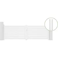Casanoov Flügeltor Eiger 350x115cm Weißaluminium & 2 Pfosten 15x15cm H.166cm Weiß