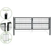 Casanoov Doppelflügeliges Zauntor Razo 300x100cm Stahl Grau