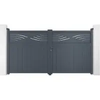 Casanoov Doppelflügeltor Aus Aluminium Halti 300x160cm Grau