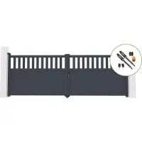 Casanoov Flügeltor Elektrisch Santis 400x140cm Aluminium Grau & Drehtorantrieb Tanker B700