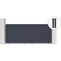 Casanoov Schiebetor Eiger 350x140cm Graues Aluminium & 2 Pfosten 20x20cm H.166cm