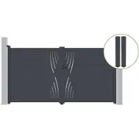 Casanoov Flügeltor Veleta 300x180cm Graues Aluminium & 2 Pfosten 20x20cm H.190cm