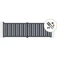 Casanoov Elektrisches Flügeltor Veymont 400x120cm Aluminium Grau & Tanker B700 Motorisierung