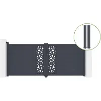 Casanoov Drehtor Sunny 300x120cm Aluminium & 2 Eifel Pfosten 15x15cm H.166cm Grau