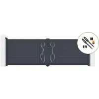 Casanoov Flügeltor Life 400x120cm Aluminium Grau & Tanker B700 Motorisierung