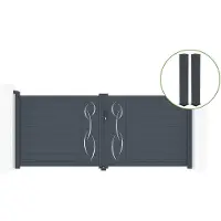 Casanoov Flügeltor Life 300x120cm Aluminium & 2 Eifel Pfosten 20x20cm H.166cm Grau