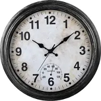 IvoQ Retro Wanduhr – 40 cm – Wasserdicht – Leise Quarzuhr – Mit Thermometer