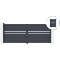 Casanoov Flügeltor Cimone 350x140cm Aluminium & Tor 100x140cm Grau