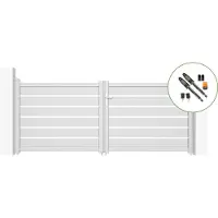 Casanoov Flügeltor Elektrisch Vogel 300x120cm Weiß & Drehtorantrieb Tanker B700