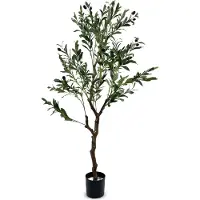 IvoQ Künstlicher Olivenbaum 150 cm – Wartungsfrei – Langlebig & Sicher – Luxuriöse Kunstpflanze – Immergrüner Stimmungsmacher für Zuhause und Büro