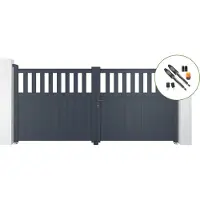 Casanoov Flügeltor Elektrisch Santis 300x140cm Aluminium Grau & Drehtorantrieb Tanker B700