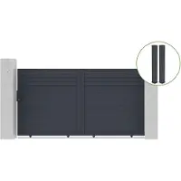 Casanoov Schiebetor Carpatia 300x160cm Graues Aluminium & 2 Pfosten 20x20cm H.190cm