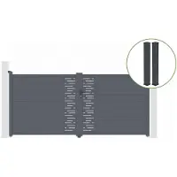 Casanoov Flügeltor Arlberg 350x160cm Aluminium & 2 Eifel Pfosten 20x20cm H.190cm Grau