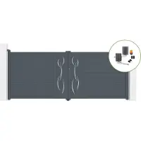 Casanoov Flügeltor Elektrisch Life 400x160cm Aluminium Grau & Drehtorantrieb Bunker B500