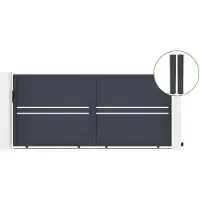 Casanoov Schiebetor Cimone 350x160cm Graues Aluminium & 2 Pfosten 20x20cm H.190cm