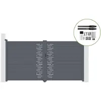 Casanoov Flügeltor Elektrisch Arlberg 300x180cm Aluminium Grau & Drehtorantrieb Hicker B200