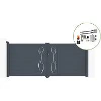 Casanoov Flügeltor Life 300x120cm Aluminium Grau & Tanker B250 Motorisierung