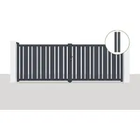 Casanoov Flügeltor Veymont 400x140cm Aluminium Grau & 2 Eifel Pfosten H.166cm