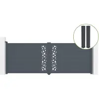 Casanoov Flügeltor Sunny 400x140cm Graues Aluminium & 2 Pfosten 20x20cm H.166cm