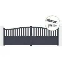 Casanoov Flügeltor Meije 400x140cm Aluminium Grau & Ranger B150 Motorisierung