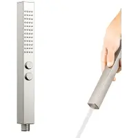 Unyqoos Wassersparende Handbrause mit 2‑Strahl‑Funktion (Massage & Regen), Anti‑Kalk‑Düsen, massives Messing, gebürstete Oberfläche