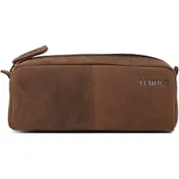 OEM Leder-Portfolio Grosse Ledermappe I Etui für Arbeit, Uni, Schule I Ledermappe I Schreibbeutel I Ledermappe Nature Braun