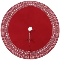 OEM Geschmückter Weihnachtsbaum-Teppich, 122 cm, gebreid, rot, Weihnachtsbaum, Schneeflockenmuster.