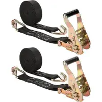 OEM Zwerg Ratchet Spanriemen Set - 6 m x 4 cm - Tie Down Riemen - Schwarze Scharniere - 4000LB Arbeitslast - Lkw Lademittel - Motorrad Anhänger