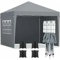 StarTech.com Gartenpavillon - Partyzelt/Gazebo 3x3 m - Stahlrahmen - Polyurethanbeschichtetes Canvas-Gewebe - 4 Seitenwände - Sonnenschutz - Dunkelgrau