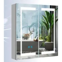 OEM Aluminium Spiegel mit LED-Beleuchtung 63 x 65 cm - Anti-Kondens - Schutzschalter - Badzubehör IP44