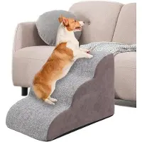 OEM Hochsitz mit 3 Stufen für Hunde und Katzen - Ideal für Hochbetten und Sofas - Hochdichte Schaumleiter für kleine Haustiere