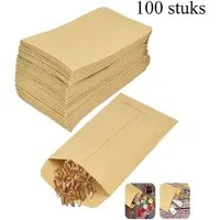 OEM Kraftpapier-Zakjes - Braun - 10x6 cm - 100er-Pack, ideal für Glückstränen und Adventskalender, Mini-Beutel aus Kraftpapier für Hochzeiten und Weihnachten