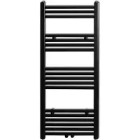 vidaXL Handtuchheizkörper Warmwasser Gerade Schwarz 500x1160 mm