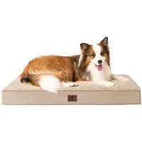 OEM Orthopädisches Hundebett für große Hunde XL, 104x68x9cm, Waschbar, weiches Hundekissen, Hundematratze für die Bank, Khaki