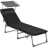 OEM Gartenliege mit Kissen & Dach - Gartenliege - Klappliege - Entspannungsmood - 53cm x 193cm x 29,5cm