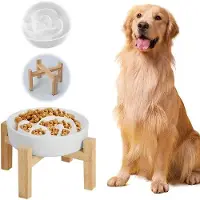 OEM Anti-slip-Bamboo-Schrokbak für mittelgroße und große Hunde - Keramische Slow Feeder für Hunde - 225 cm lang, weiß